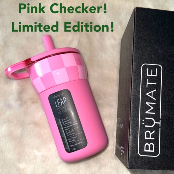 NEW! BRUMATE Pink Checker Krista Horton Kids’ 12oz LEAP New in Box - Picture 1 of 15